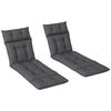 Set Of Two 190 X 56cm Sun Lounger Cushions Dark Grey