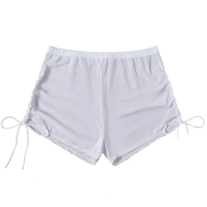 

Diaphane Drawstring Beach Trunk Four-Corner Transparent Mesh Drawstring Beach Swim Trunks Shorts WHITE XL
