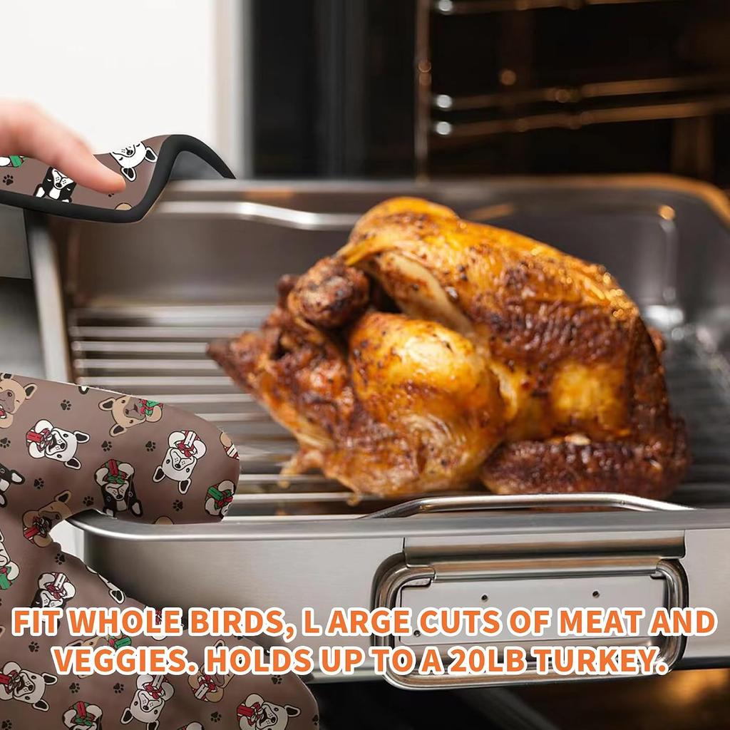 Stainless Steel Non-stick Baking Tray with Grill 15x 11 Inch for Roast Chicken Vegetables Turkey Silver
