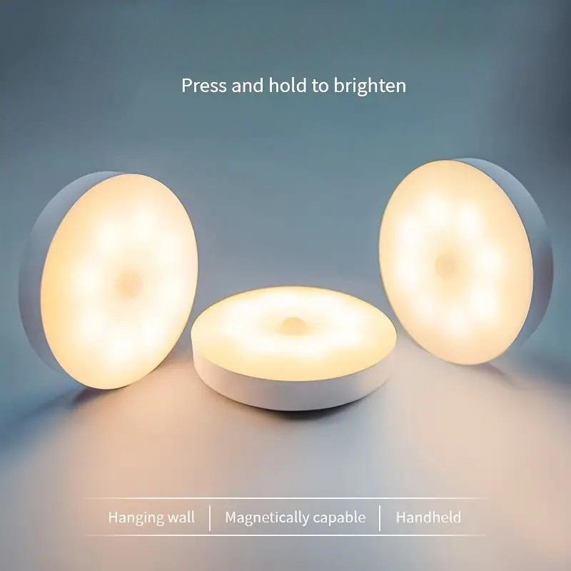 Lâmpada noturna LED inteligente com sensor de corpo humano, iluminação automática de emergência, carregamento USB, sem fio, sucção magnética, uso noturno