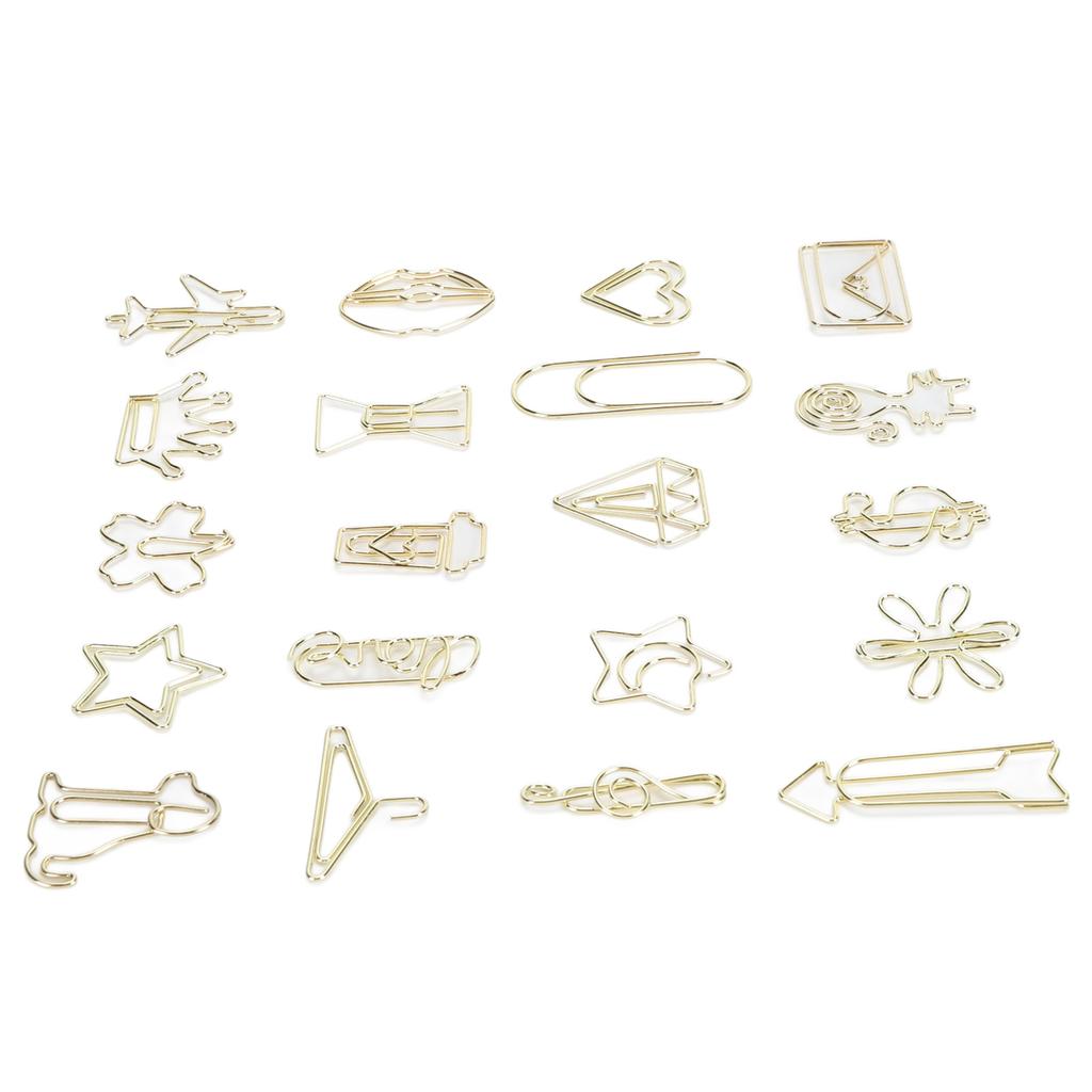 100 ks Tvarovaných kancelářských sponek proti sklouznutí Roztomilé dekorativní kovové záložky Kancelářské sponky na dokumenty