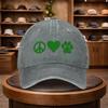 Mens Peace Love Paw Print Baseball Cap Outdoor Fashion Adjustable Casual Hat Urban Style Lightweight Fashion Visor AllSea