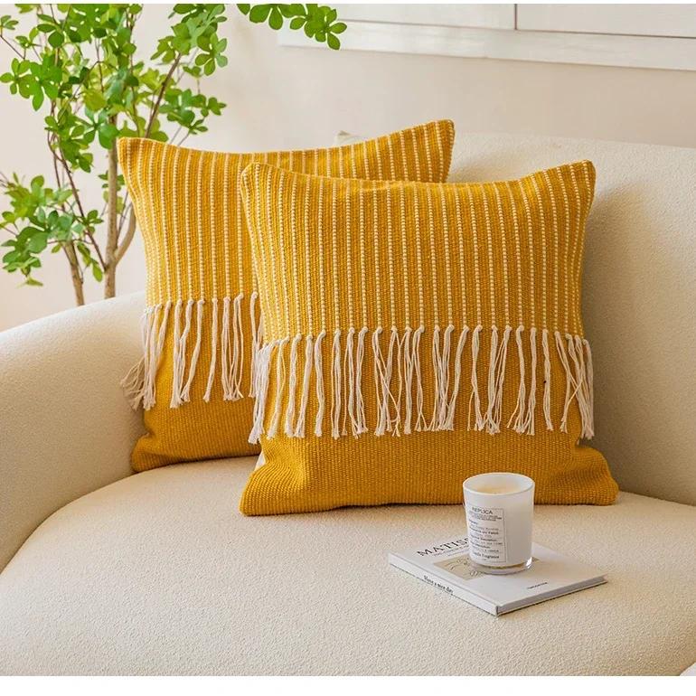 Linen Pilllow Cover with Tassels Soft Cushion Cover for Living Room Pillowcase Decorative Pillows Nordic Home Decor Cojines