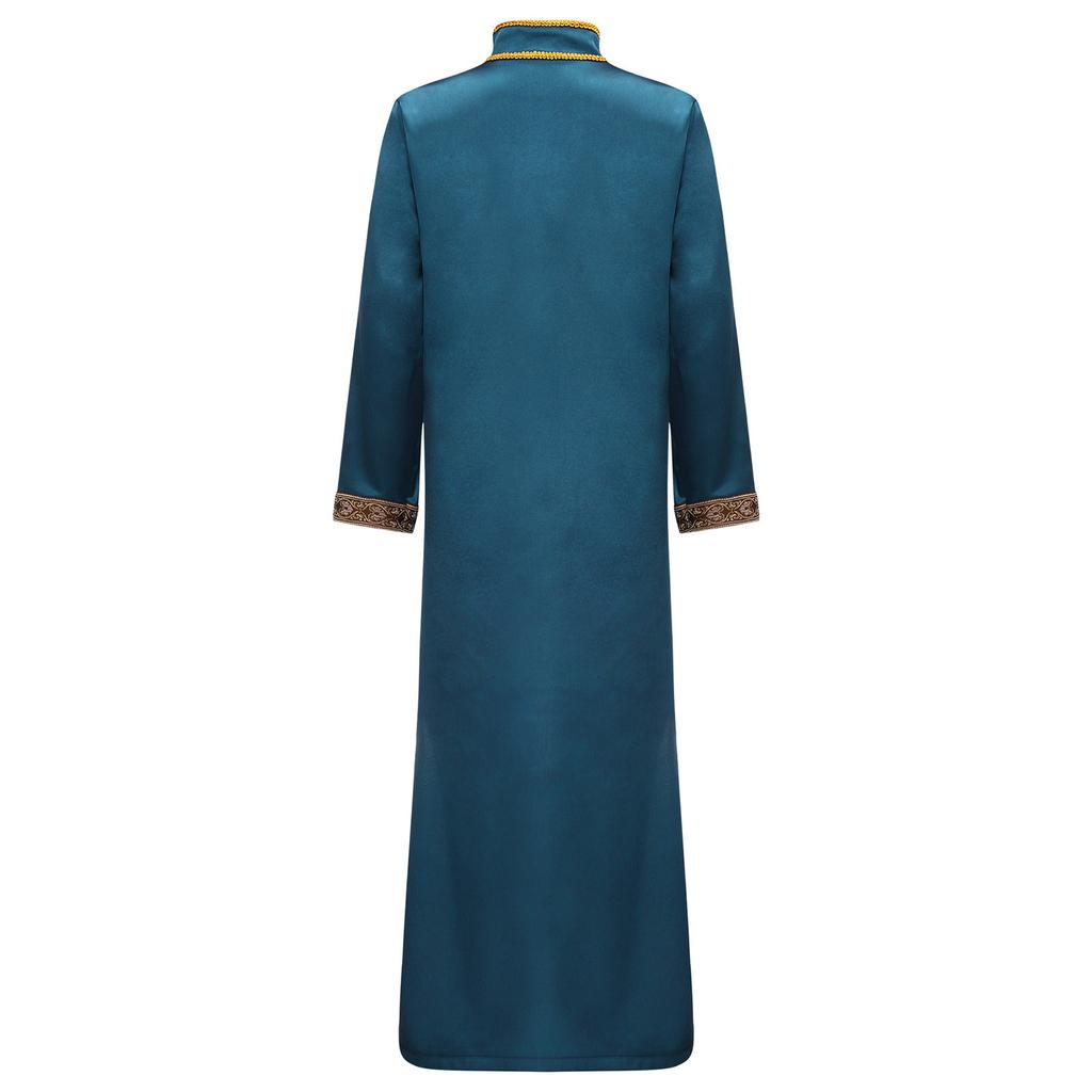 Jungen Arabisches Gewand Islamisches Gewand Langarm Stehkragen Goldstickerei Maxi Kaftan Festival Urlaubs Kostüm
