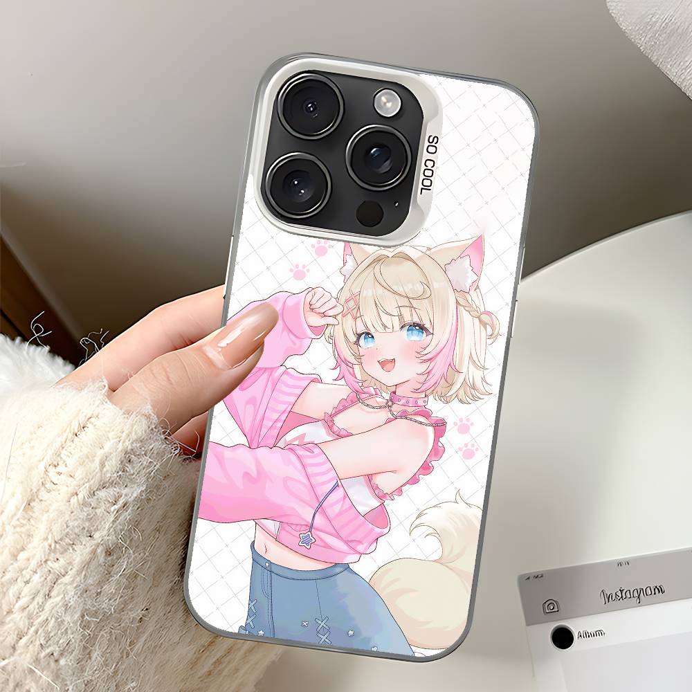 Cartoon F-FUWAMOCO Phone Case For IPhone 17 16 15 14 13 12 11 Pro Max Plus Color Shockproof Back Silver Cover