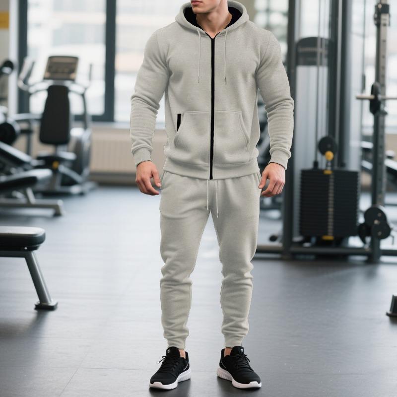 Men's 2 Piece Tracksuit Set Full Zip Hoodie & Jogger Pants Casual Gym Workout Suit