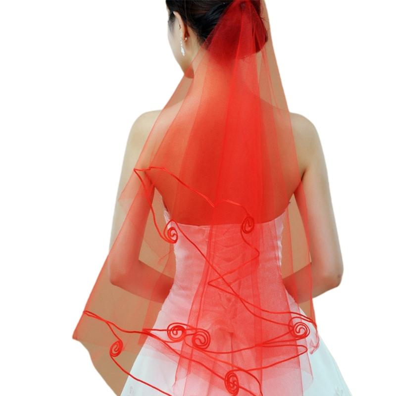 Wedding Tulle White Beige Black Red Bridal Veils Elegant Women Accessories Long Women Veil for Marriage Registration