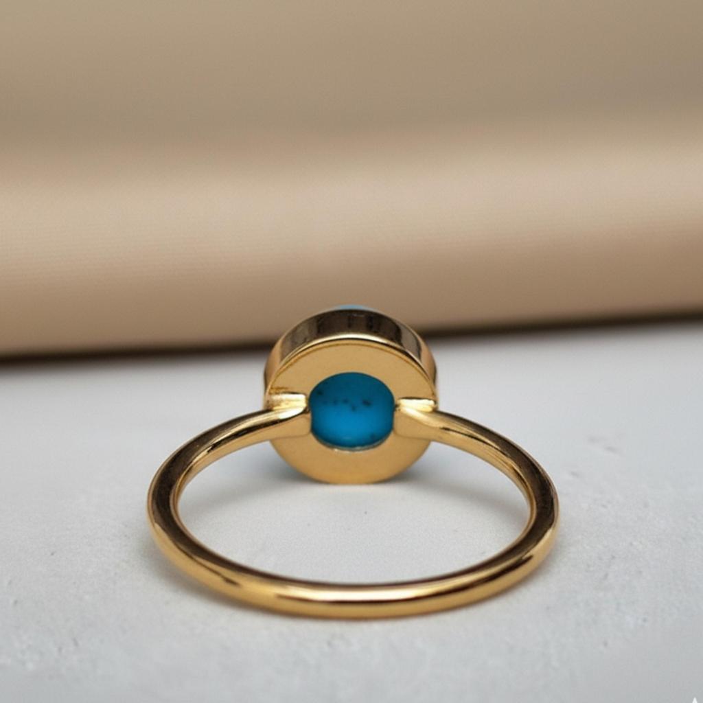 Arizona Türkis Runder Statement-Ring, 925 Massiver Sterlingsilber Schmuck, Minimalistischer Alltagsring für Damen