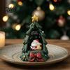 Unique Resin Crafts Christmas Tree Ornament with Built-in LED Warm Light, Santa Claus Figurine, Gift for Friends Decorative Tabletop Night Light