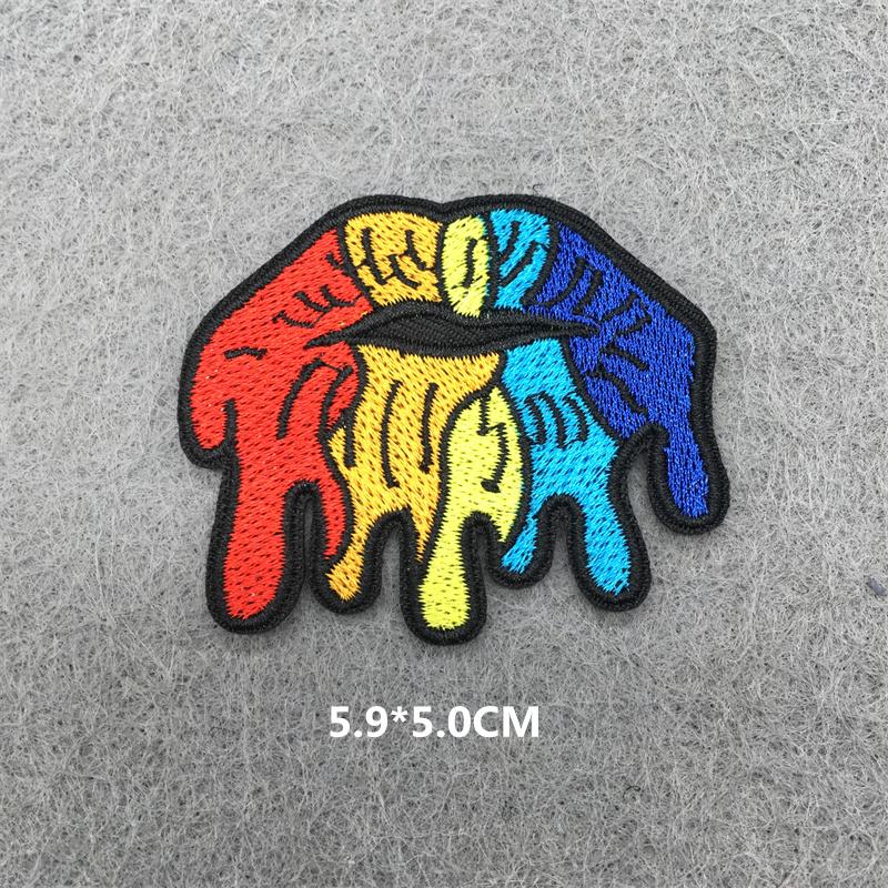 Punk Bestickte Aufnäher Für Kleidung Aufbügelbare Patches Applikationen Diy Anime Kleidung Thermoklebende Aufkleber