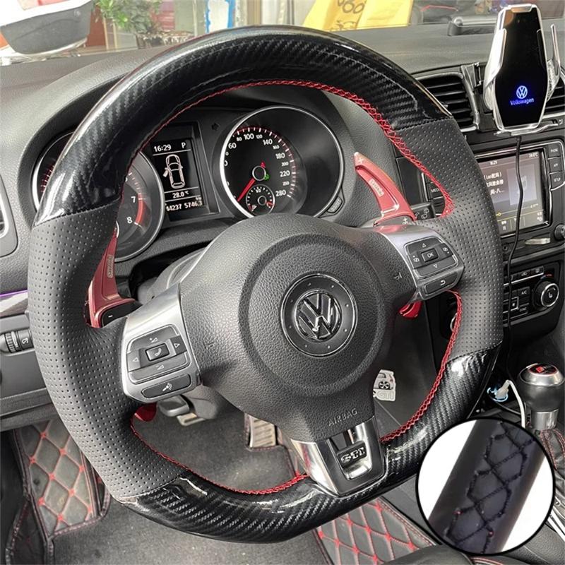 DIY Auto Lenkradabdeckung Kohlefaser Leder Für Volkswagen Golf 6 GTI MK6 VW Polo GTI Scirocco R Passat CC R-Line 2010