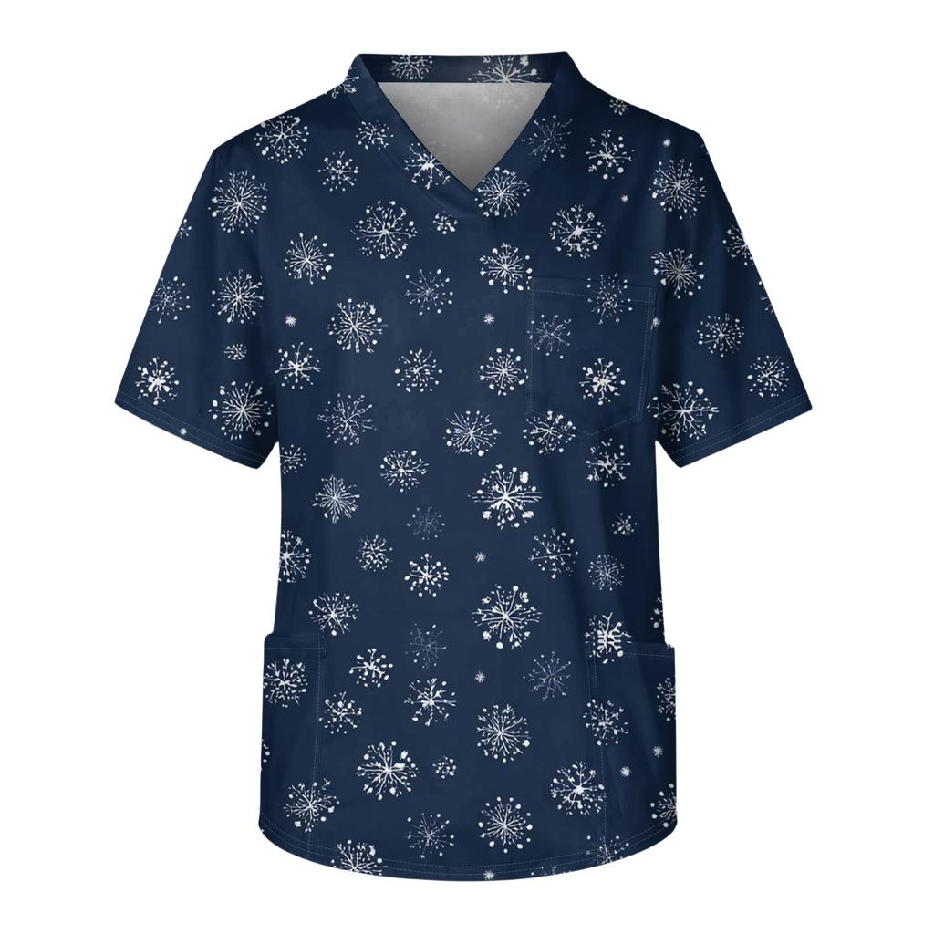 Men's Casual Short-Sleeved V-Neck Printed Front Pocket Top