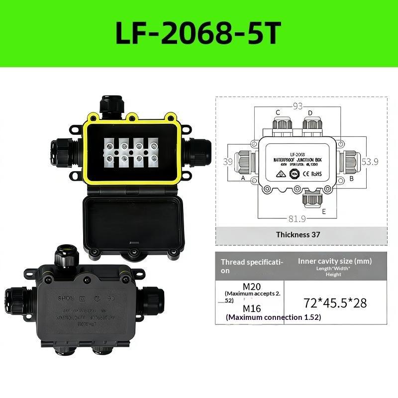 IP66 Waterproof Junction Box with 3mm-6.5mm Cable Connector Sealed Flame Retardant for Garden Security Camera Wiring