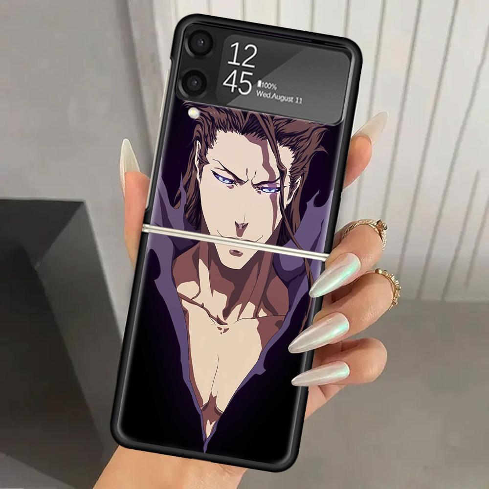 Bleach Aizen Sousuke Hard PC Phone Case For Samsung Galaxy Z Flip 7 6 5 4 3 Black ZFlip7 ZFlip6 Flip5 Flip4 Flip3 5G Print Cover