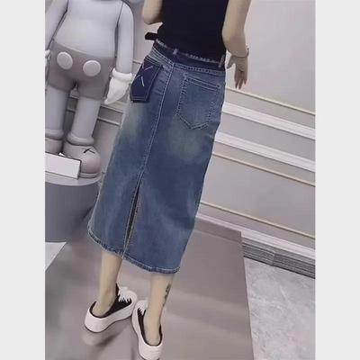 Stilvoller A-Linien-Jeansrock mit Schlitz für Damen – Frühjahrs- und Herbstkollektion 2024