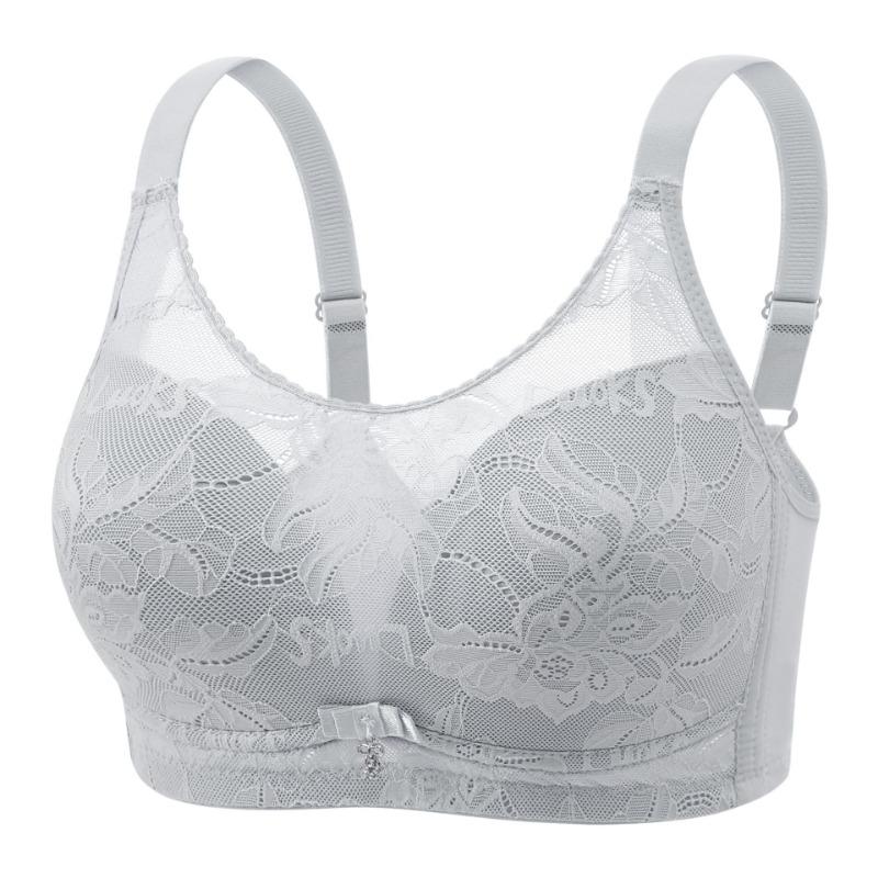 Beige Lace Wireless Bra with Adjustable Straps and Underbust Bow Detail L синий