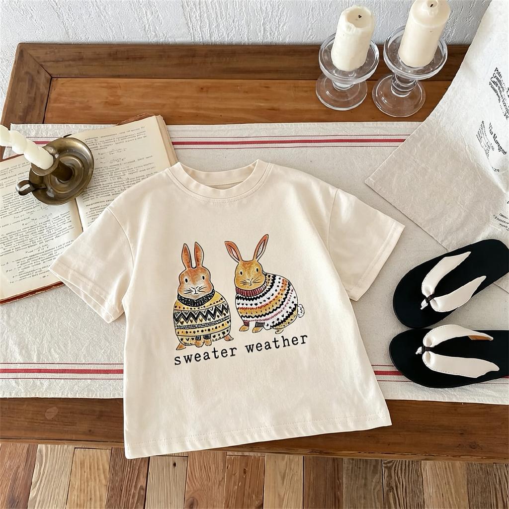 Summer Children's Clothes Short Sleeve Tops Printed Fashion Girl's T-shirts Kids Korean Style Casual Tshirt Crewneck