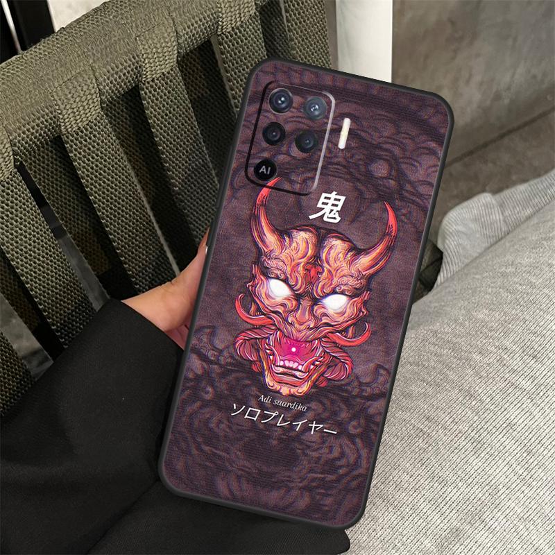 Oni Hannya Demon Mask Case For Oppo A18 A38 A58 A78 A98 A74 A94 A54 A40 A60 A80 A16 A76 A96 A15 A57S A17 A77 Cover