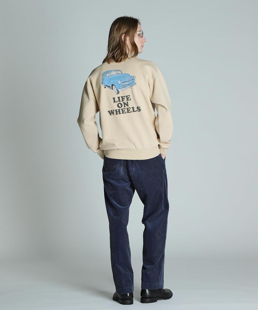 Schott LIFE ON WHEELS CREW SWEAT Men's L 040 Beige 782-4232002