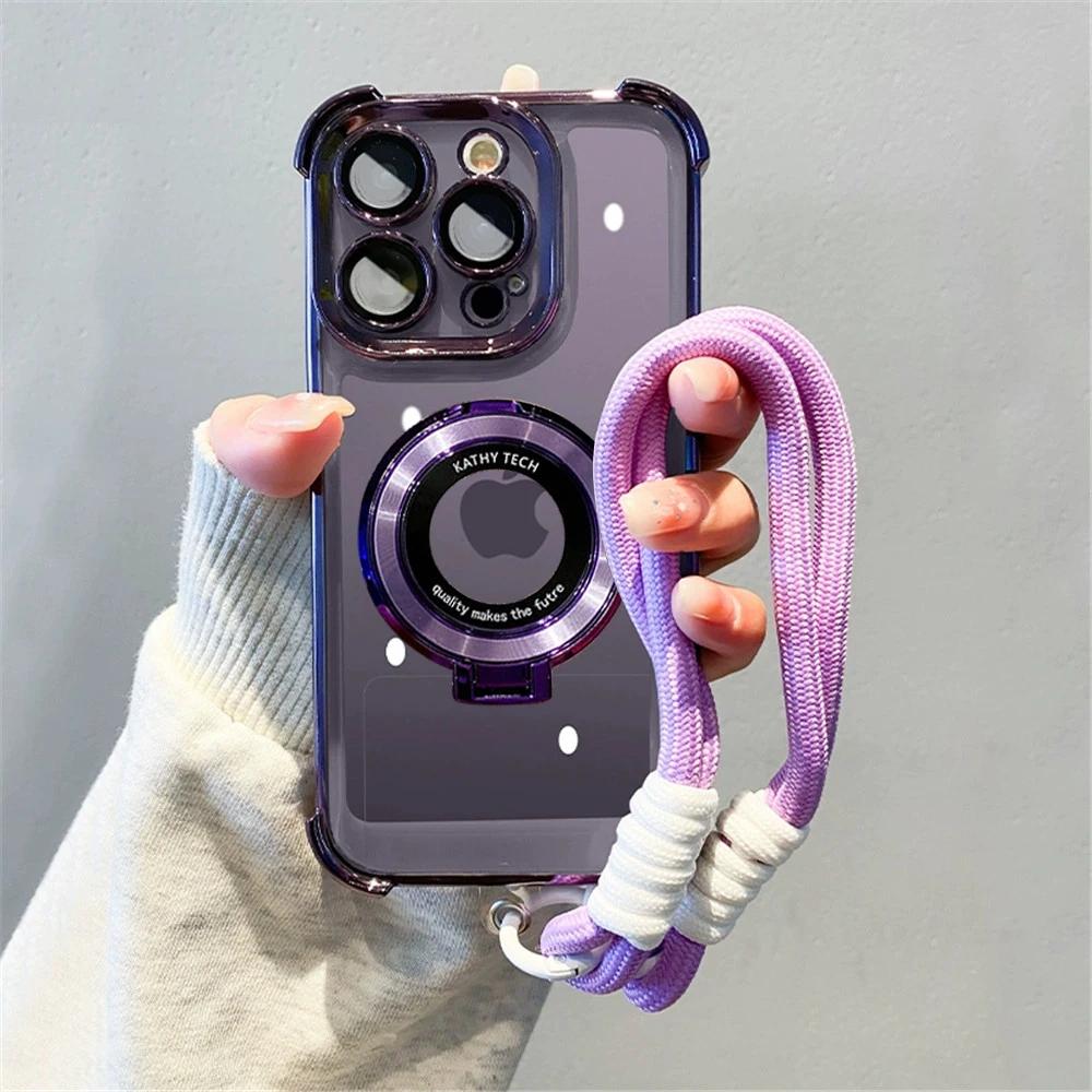 Redmi Note14 Pro Shockproof Magnetic Bracket Phone Case For Xiaomi Redmi Note 14 Pro Plus 4G 5G POCO X7 Pro With Lanyard Cover