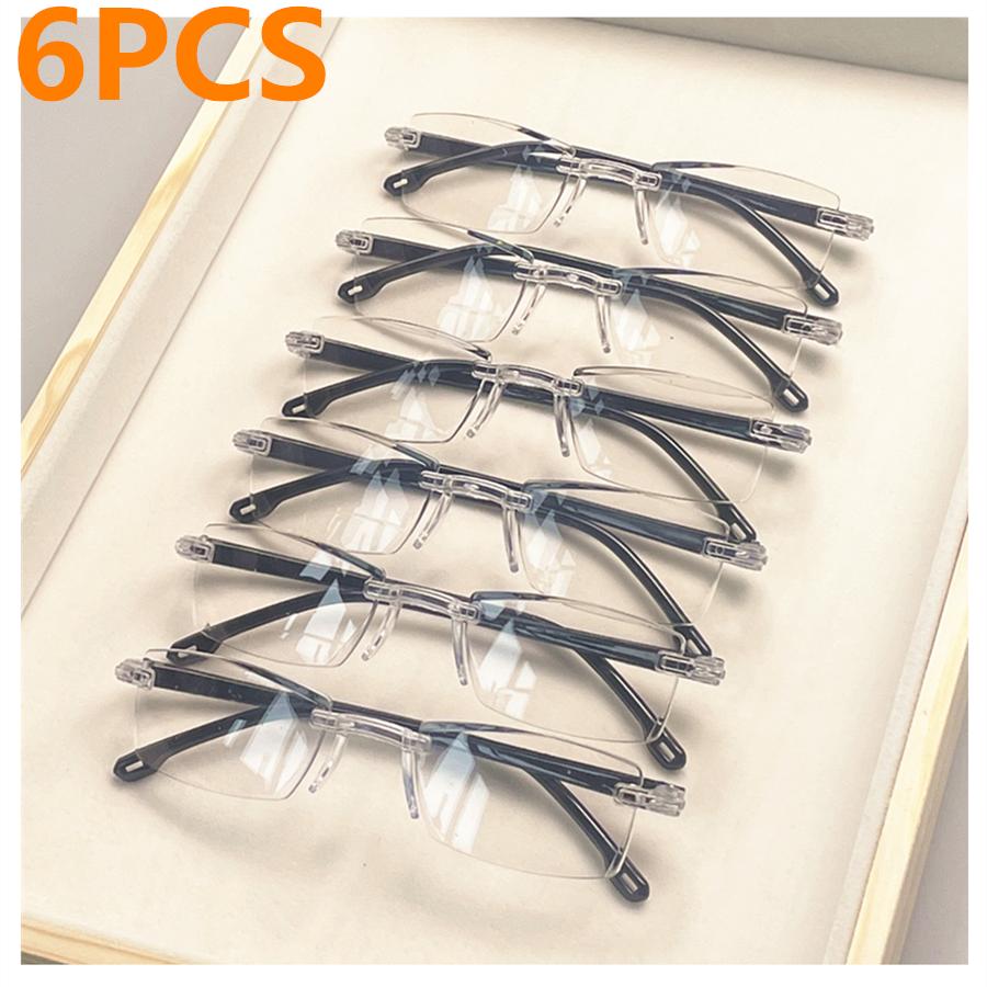 6PCS Vintage Square Reading Glasses for Women Anti-Blue Light Polycarbonate Lens One-Piece Square Frame