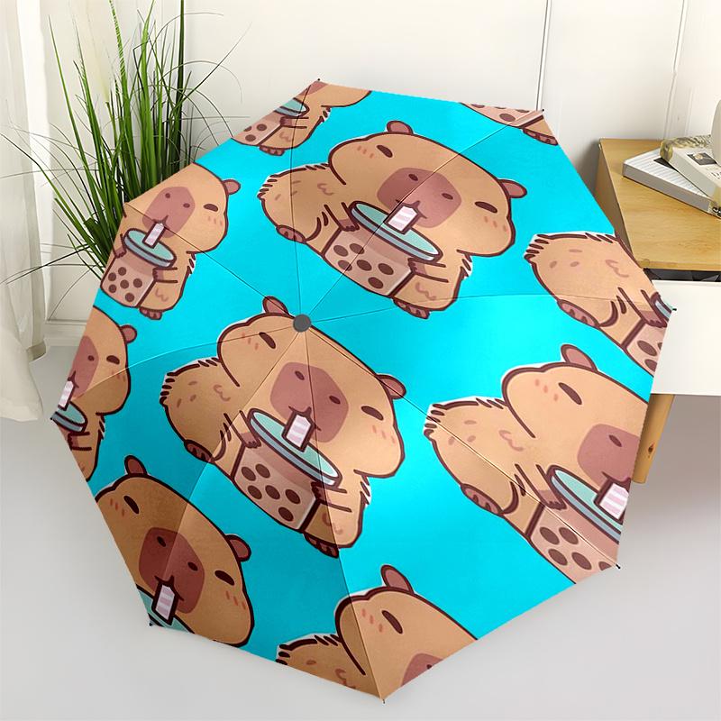 

Capybara Themed Travel Umbrella-8 Ribs Automatic Opening and Closing, Portable Folding Design, Compact and Stylish Umbrella Suitable for Out