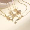 Nidin Fashion Ballerina & Mermaid Pendant Necklace For Women Cubic Zirconia Pearl Cute Neck Chain Girls Party Jewelry Gifts