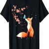Fox  Cherry Blossom Sakura Tree Kawaii Girls Women T-Shirt(1)
