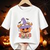 Witch Pumpkin Print Kids T‑Shirt Halloween Short Sleeve Cotton Tees Boys Girls O‑Neath Tops Holiday Party Children Clothes