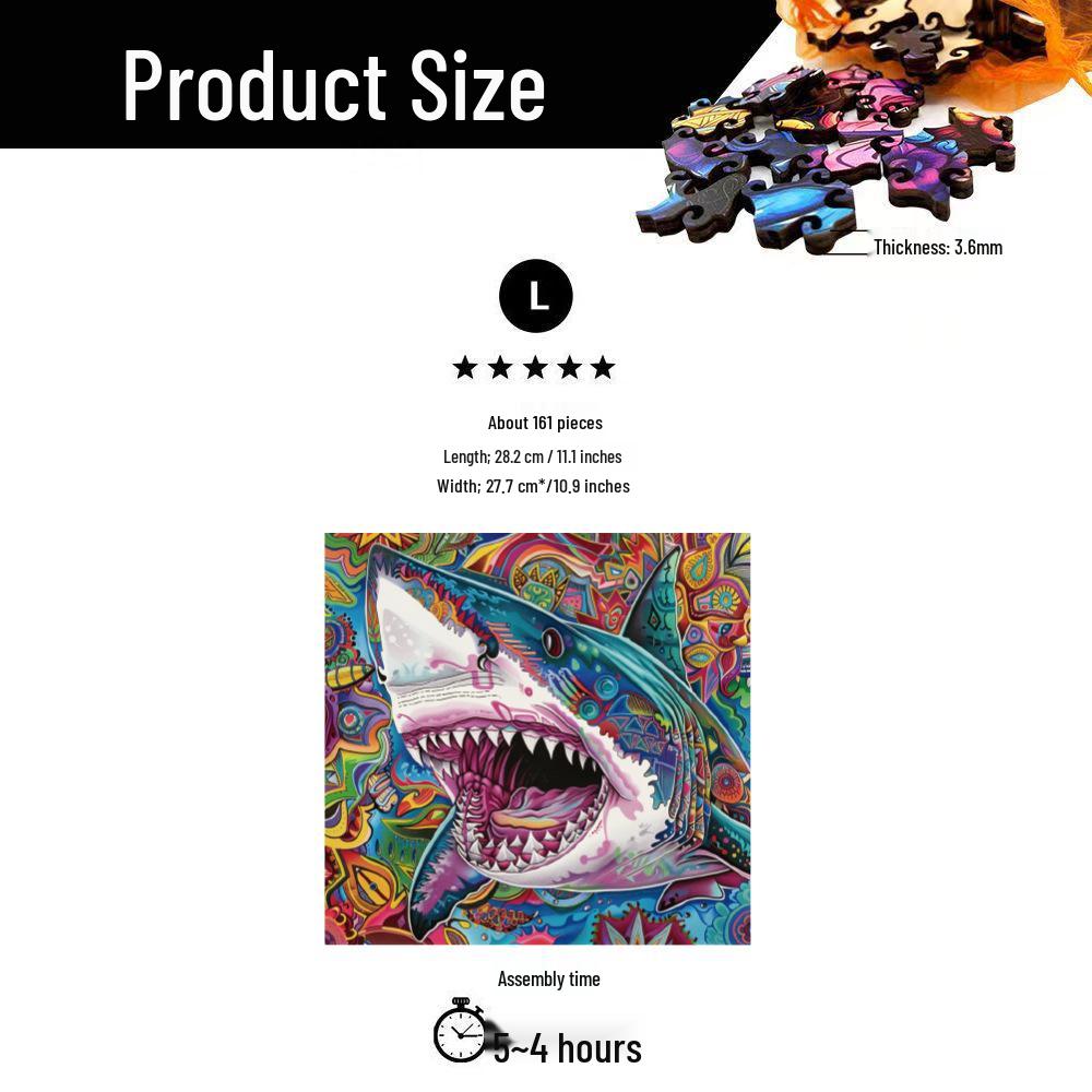 HOOLOOG Shark Wooden Irregular Jigsaw Puzzle & Piggy Bank Gift