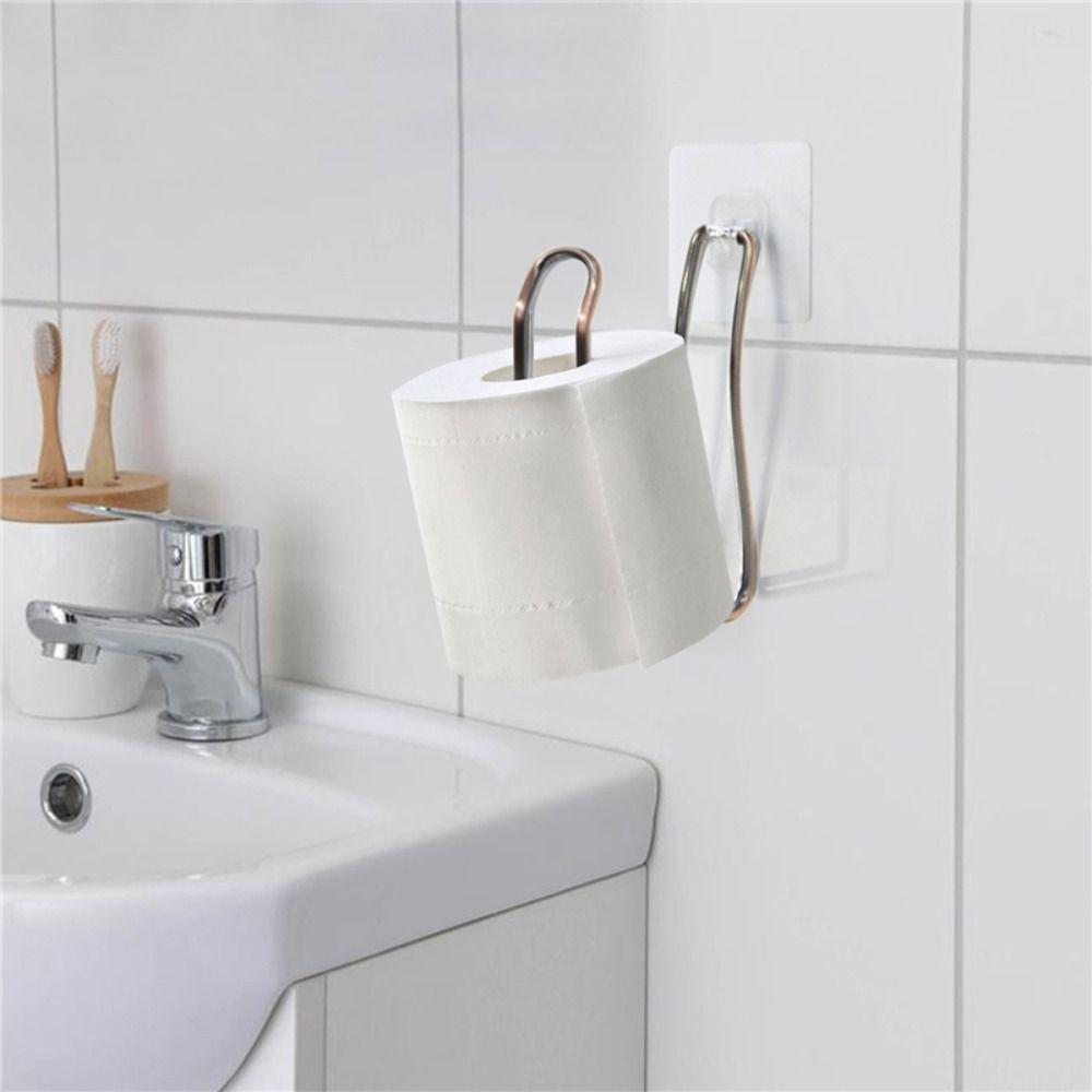 

Self Adhesive Metal Paper Towel Organiser Carbon Steel Roll Paper Hanger Kitchen