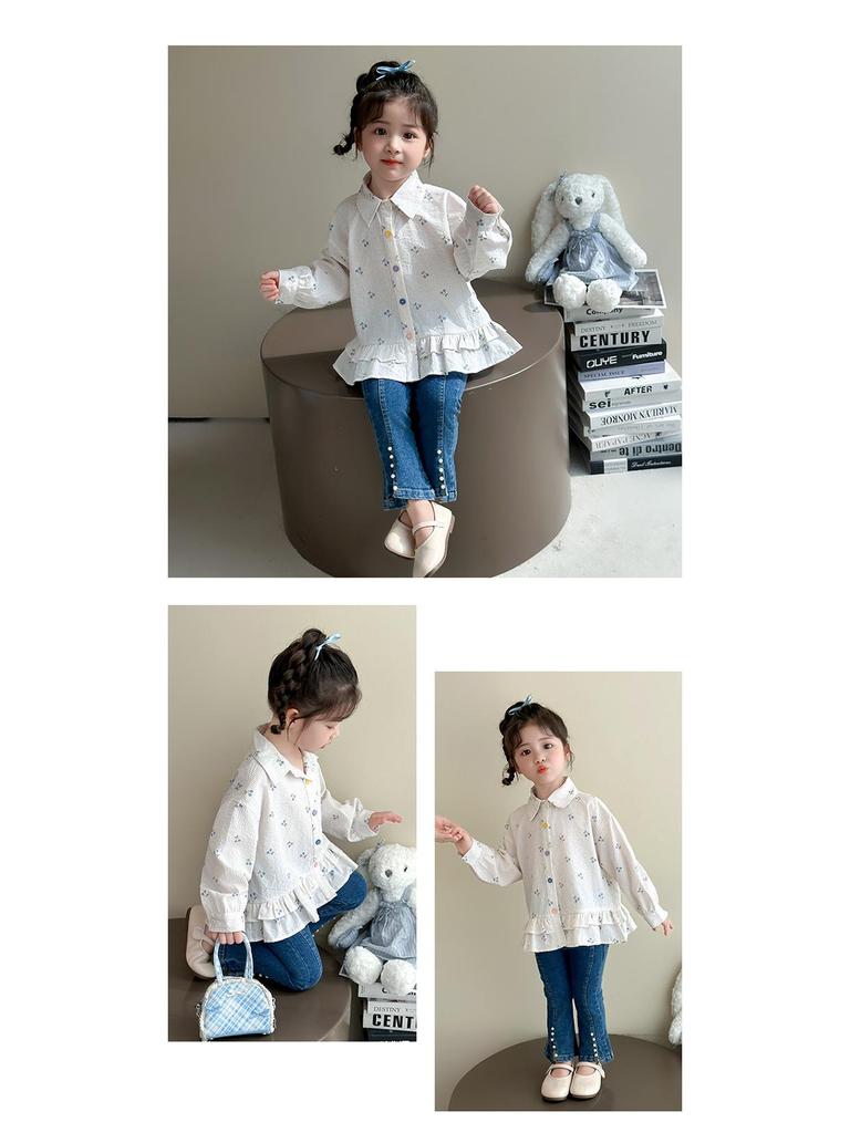 Girls' Plaid Ruffle Shirt - Korean Style Autumn Blouse for Little Girls