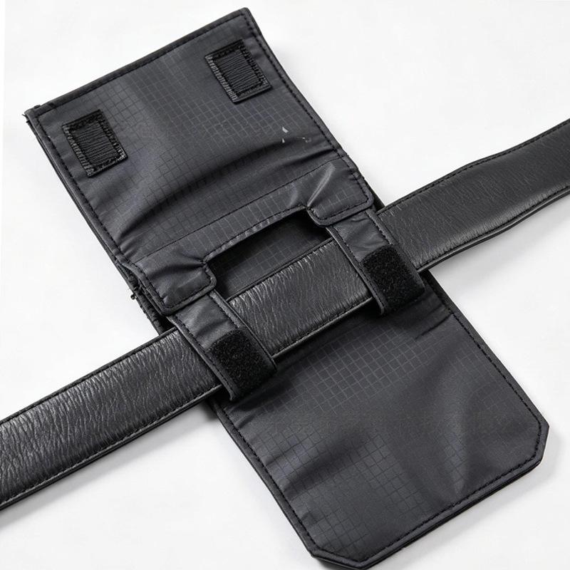Slim Portable Anti-Theft Belt Wallet Black Hook-and-Loop Clip Hidden Pocket for Travel Outdoor Activities Daily Use