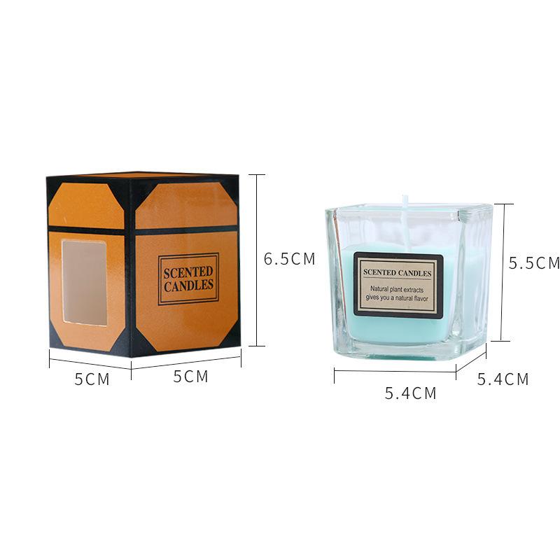 Aromatherapy Candle Glass Square Cup Romantic Aromatherapy Candle Creative Souvenir Aromatherapy Candle Glass Cup Gift