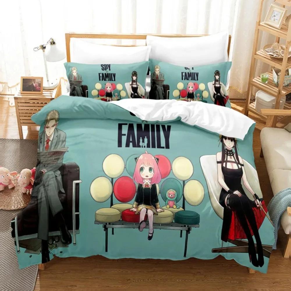 Grosstor Unisex Infant Anime Spy×Family Anya Forger Comfortable Duvet Quilt Cover Pillowcase Bedding Set Children Bedroom Decoration Home Textile 133Cm