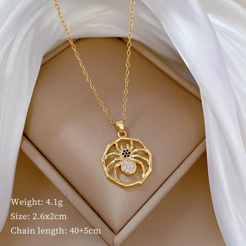 Ring Spider Light Luxury Temperament Gorgeous Full Diamond Necklace Female Versatile Collarbone Chain Titanium Steel Chain