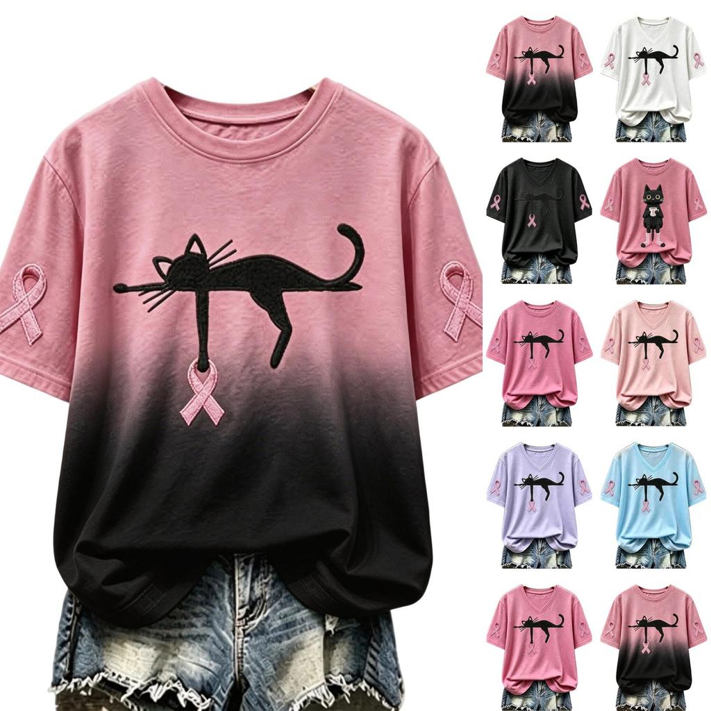Women's Trendy Printed V-Neck Short Sleeve Top