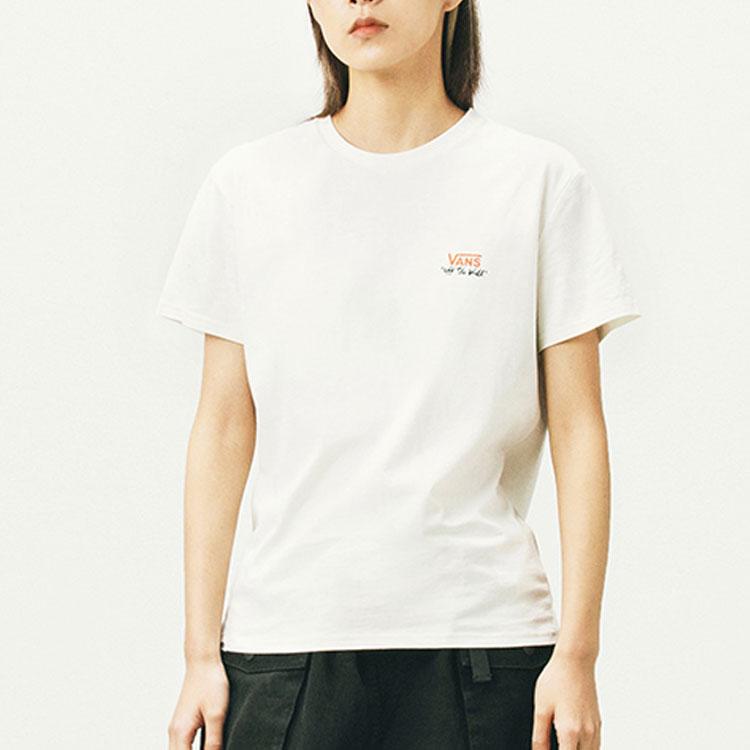 Vans X Tian Ran Collaboration Fun Pattern Large Print Trendy Sports Casual Short Sleeve T-Shirt Women Tops White VN0A5F4CFS8