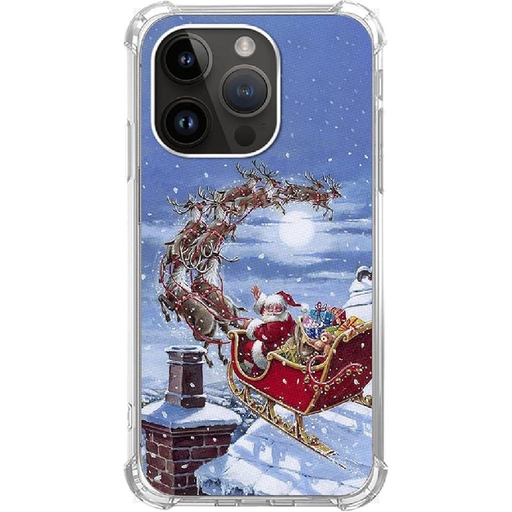 Red Christmas Snowflakes Phone Case Compatible with iPhone 14 Pro Max, Aesthetics Christmas Snowflakes Silicone Shockproof TPU Bumper Protective