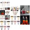 Halloween Spider And Pumpkin Straw Decorations Set Of 24pcs