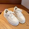 Rindsleder erste Schicht~ echtes Leder dicksohlige weiße Schuhe Damen Frühling neu vielseitig höhenvergrößernde Damenschuhe lässige Sportschuhe