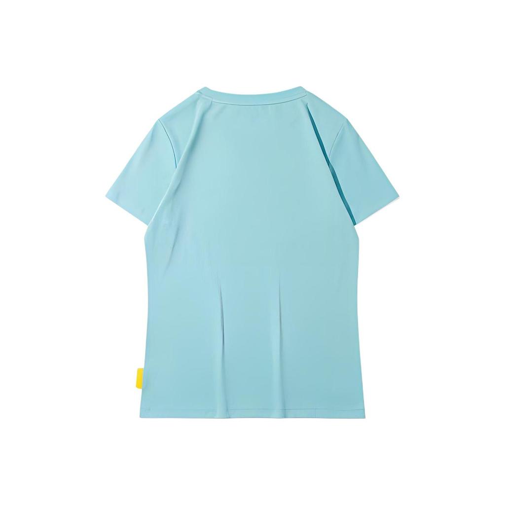 Li Ning X Line Friends Collaboration Sports Fashion Series Cartoon Fun Print Round Neck Short Sleeve T-Shirt Women Tops Blue AHSR808-4