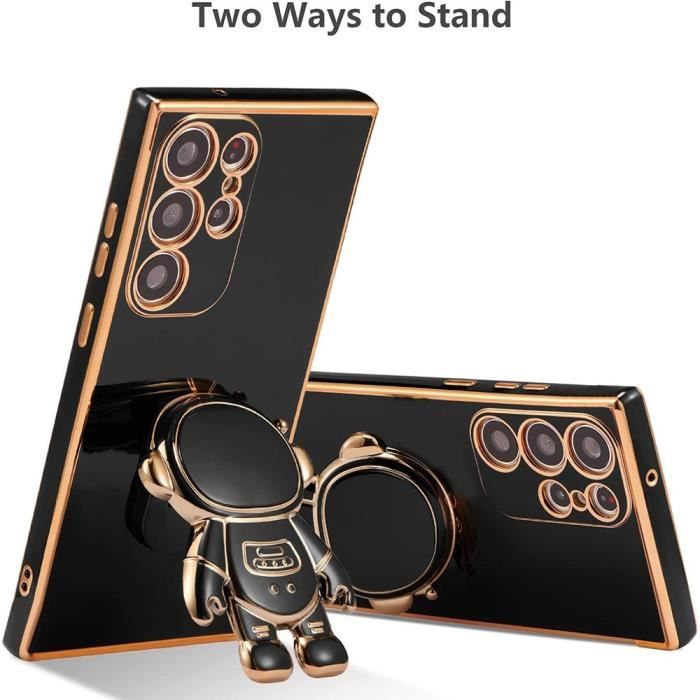 Case - BOOLING - for Samsung Galaxy S24 Ultra - Shockproof Protection - 3D Astronaut Stand - Black
