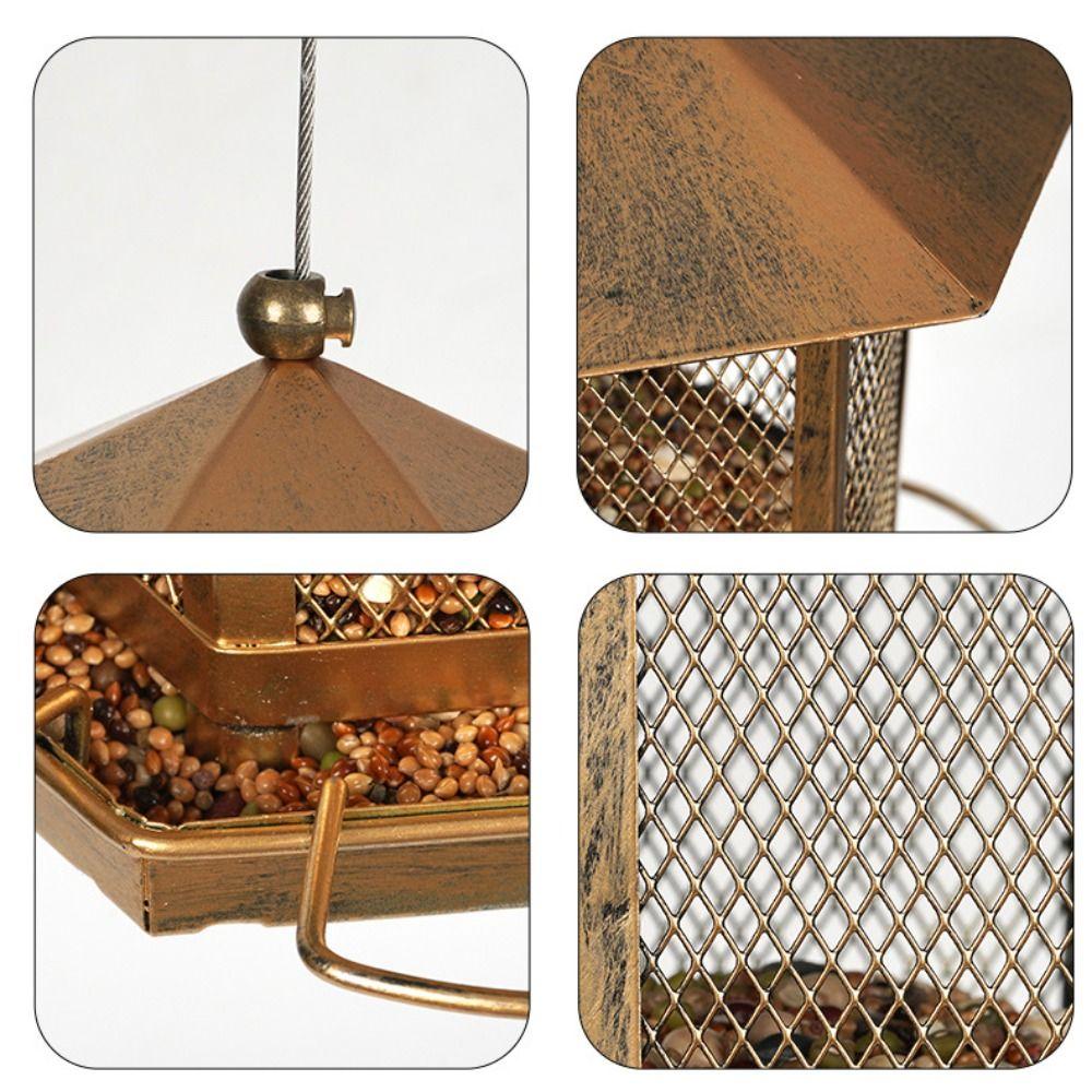 Large Capacity Garden Bird Feeder Heavy Duty Squirrel Proof Bird Feeding Equipment Hanging Iron Bird Food Bowl Patio
