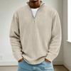 Herren Viertel-Reißverschluss Sweatshirt Langarm Stehkragen Oberteil Einfarbig Gerippt Lässig Locker Pullover Shirt für Büro Fitnessstudio Streetwear
