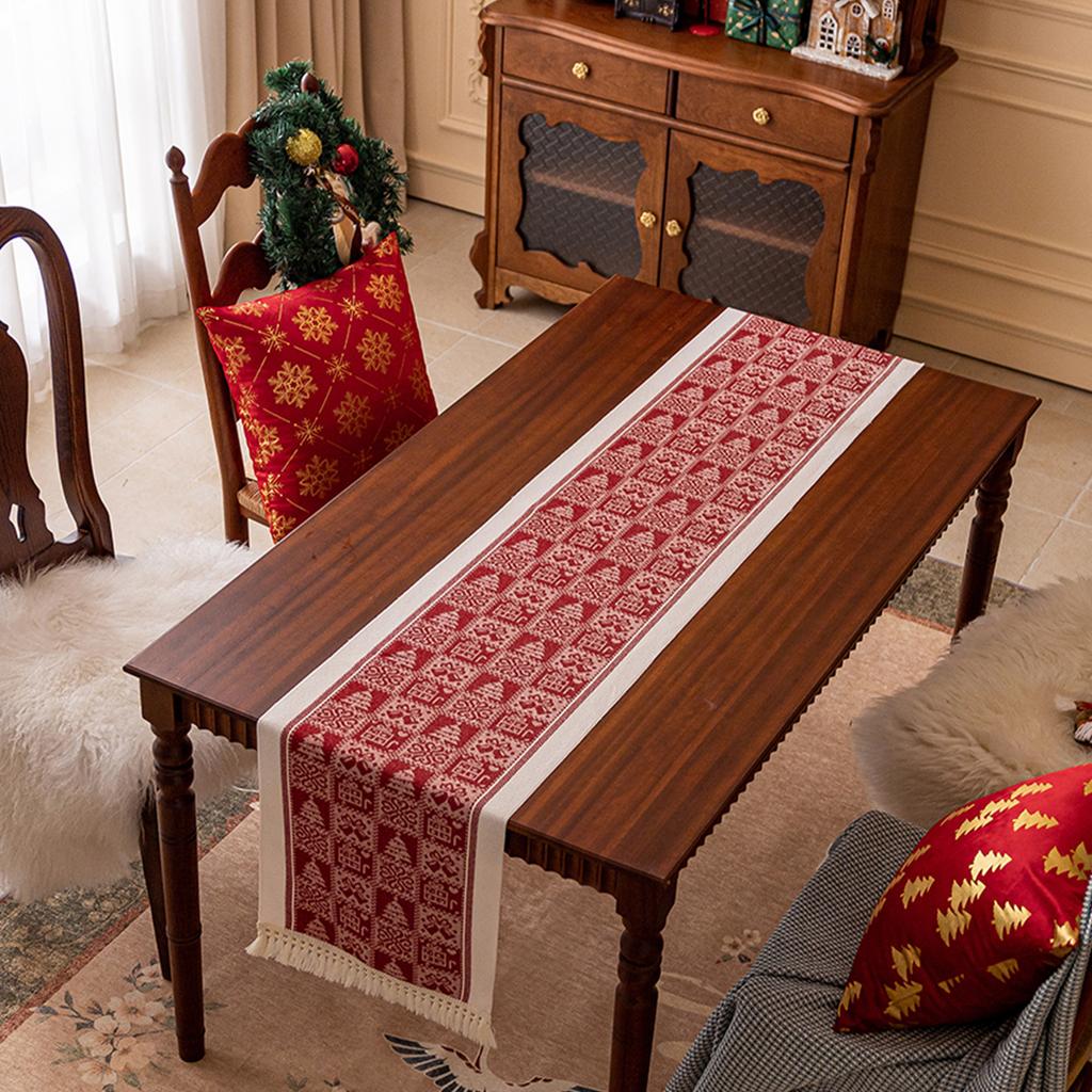 Christmas Fall Table Runner Soft Cotton Table Runner With Tassels Woven Macrame Home Living Room Table Decoration