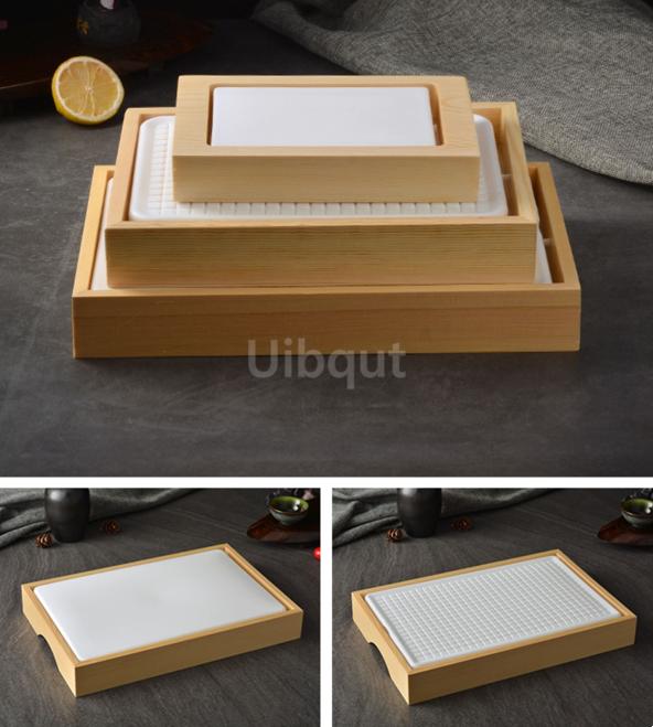 Japanese Rectangular Sushi Ice Cold Tray Box Seafood Platter Salmon Plate Dining Utensils Diware Serving Tray Banquet Tableware
