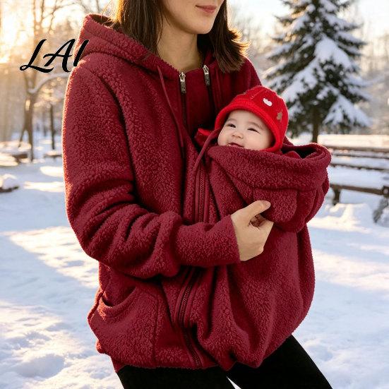 Weicher Damen Hoodie Haustier Tasche Reißverschluss für Damen Katze Hund Trage Tasche Mit Kapuze Lässiges Sweatshirt Winter Warm Fleece Langarm Jacke