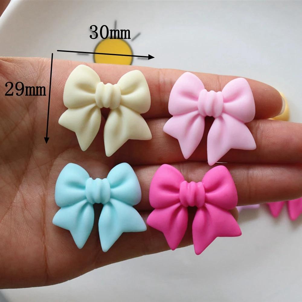 10PCS Cartoon Colorful Bow Resin Decoration Crafts Flatback Cabochon Scrapbooking Fit Phone Decor Embellishments DIY Accessories