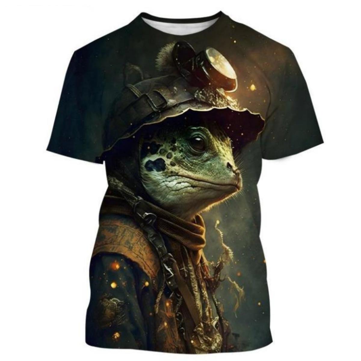 

Men s Women s Summer Fashion Cute Comfortable Short Sleeved Printed Cartoon Frog Fun Personality Round Neck T-shirt 6XL